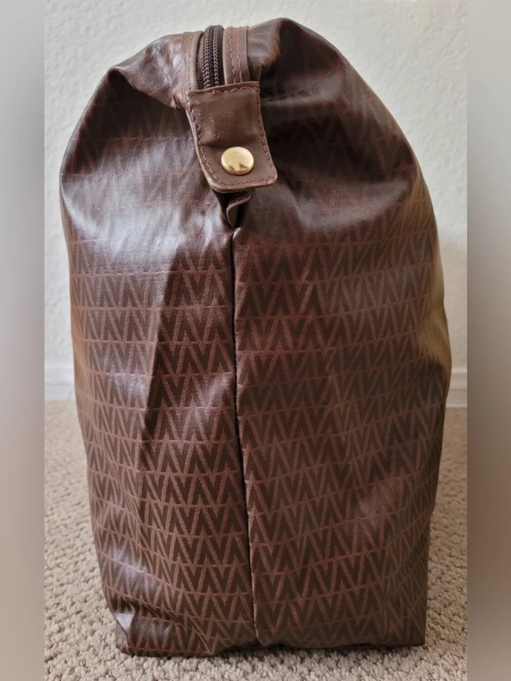 Mario Valentino Tote Monogram Foldable Overnight Bag Men's Weekend Duffel Bag